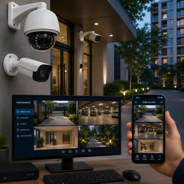 Câmeras de segurança integradas ao monitoramento e controle de acesso